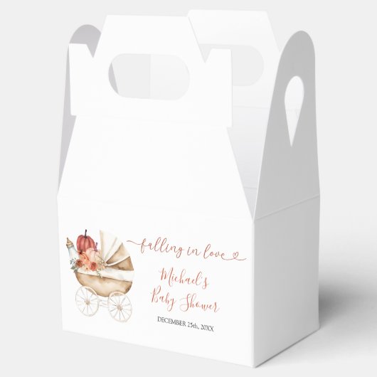 Fall In Love Pumpkin Stroller Floral Baby Shower Bedankdoosjes (Geopend)