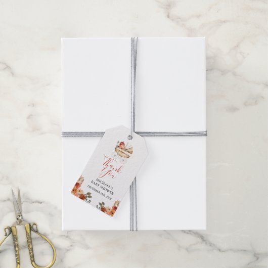 Fall In Love Pumpkin Stroller Floral Baby Shower Cadeaulabel (Met Touw)