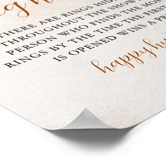 Fall in Love | Ring Hunt Bridal Shower Game Sign Poster (Hoek)