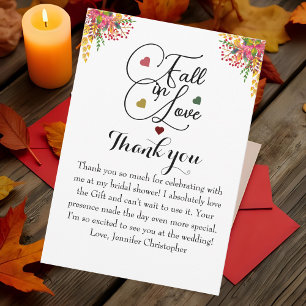 Fall in Love script Bloemen Bruiloftsborrel Bedankkaart