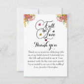 Fall in Love script Bloemige Bruiloftssalon  Bedankkaart (Voorkant)