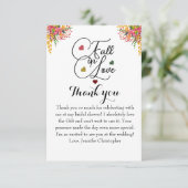 Fall in Love script Bloemige Bruiloftssalon  Bedankkaart (Staand voorkant)
