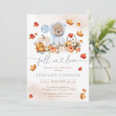 Fall in Love Teddy Bear Baby Shower Invitation (Debout devant)