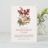 Fall in Love Vintage Leaves Wedding Invitation Kaart (Staand voorkant)