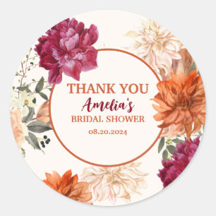 Fall in love waterverf bloemige herfst Bruidscadea Ronde Sticker