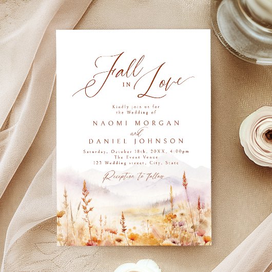 Fall In Love Wildflower Mountain Rustic Wedding Kaart