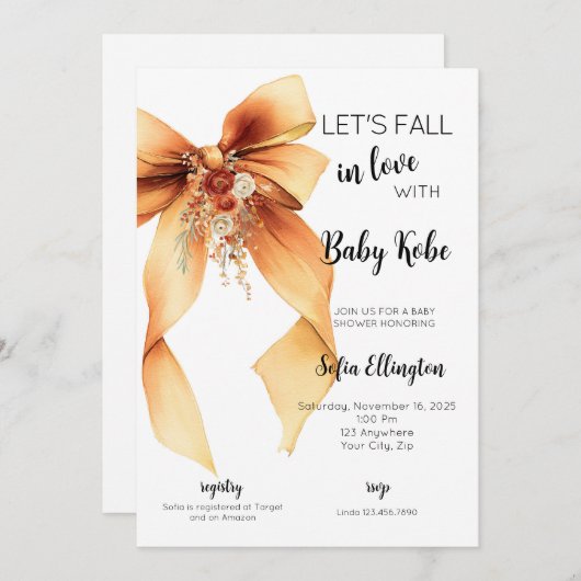 Fall in Love with Baby Shower Invitation (Devant / Derrière)