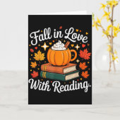 Fall In Love With Reading Autumn Pumpkin Mug Book Kaart (Gele Bloem)