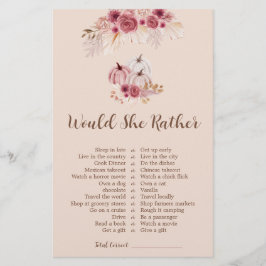 Fall In love Would She Rather Bridal Shower Game
