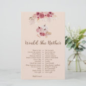 Fall In love Would She Rather Bridal Shower Game (Staand voorkant)