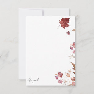 Fall laat gepersonaliseerde blanco bedankkaart ach