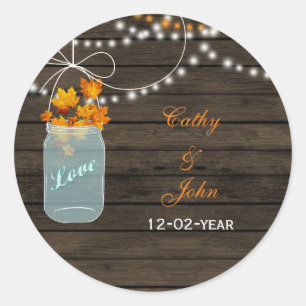 Fall laat Mason Jar trouwgunst stickers