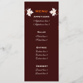 Fall laat oranje rode witte bruiloft menukaart (Achterkant)