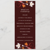 Fall laat oranje rood wit huwelijksprogramma achte programma (Achterkant)