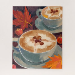 Fall Latte Date | Autumn Coffee Leaves Watercolor Legpuzzel