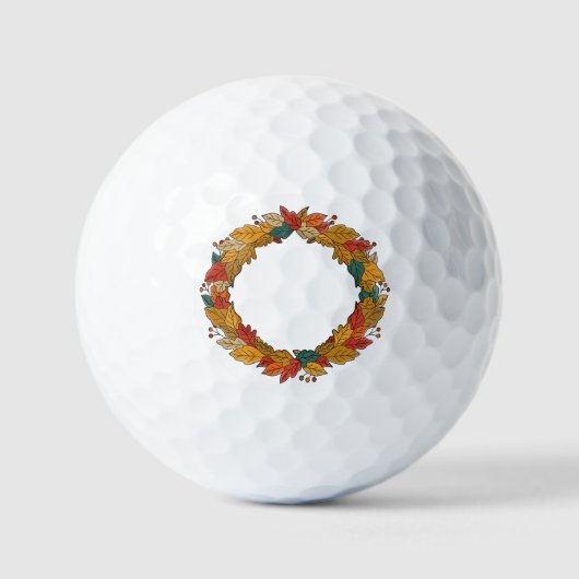 Fall Leaf Wreath Circle Golfballen (Voorkant)