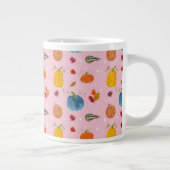 Fall Leaves and Gourds on Pink Background Extra Grote Beker (Rechts)