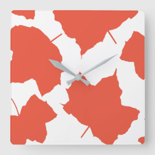 Fall Leaves Autumn Colors Orange Leaf Pattern Cool Vierkante Klok