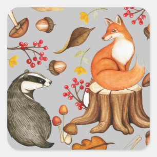Fall Leaves Badger & Fox Vierkante Sticker