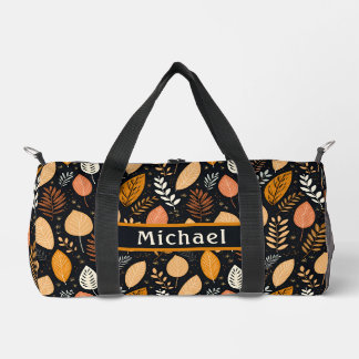 Fall Leaves Black Pattern Duffel Bag Plunjezak