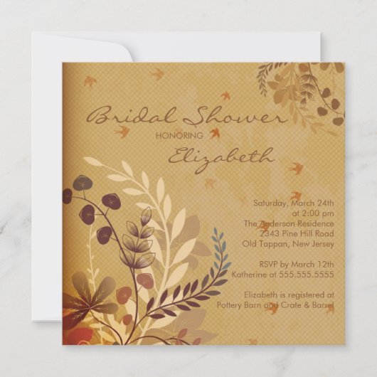 Fall Leaves Bridal Shower-uitnodiging Kaart (Voorkant)