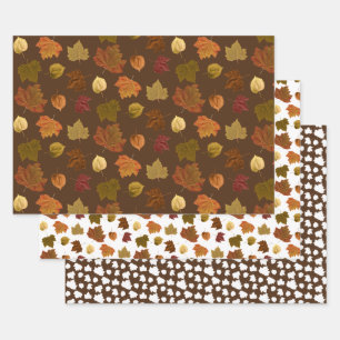 Fall Leaves, Custom Color Inpakpapier Vel