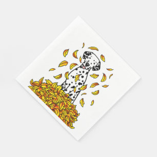 Fall Leaves Dalmatian (zwart 1) Dog Pplay Cute Servet