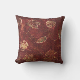 Fall Leaves Deep Maroon Gold Primitive Tartan Buitenkussen