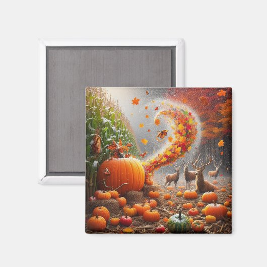 Fall Leaves Deer Magnet Magneet (Voorkant / Achterkant)