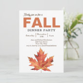 Fall Leaves Dinner Party Invitation Kaart (Staand voorkant)