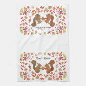 Fall Leaves Eekhoorns Personaliseren Theedoek (Verticaal)