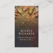 Fall Leaves en Gold Glitter Shine Elegant Visitekaartje (Voorkant)