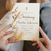 Fall Leaves en Pampas Boy doop Kaart