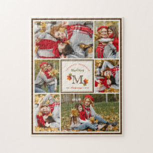 Fall Leaves Family Monogram 6 Foto Thanksgiving Legpuzzel