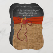 Fall Leaves FAUX Burlap, Chalkboard Wedding Invite Kaart (Voorkant / Achterkant)