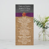 Fall Leaves FAUX Burlap Chalkboard Wedding Program Programma (Staand voorkant)