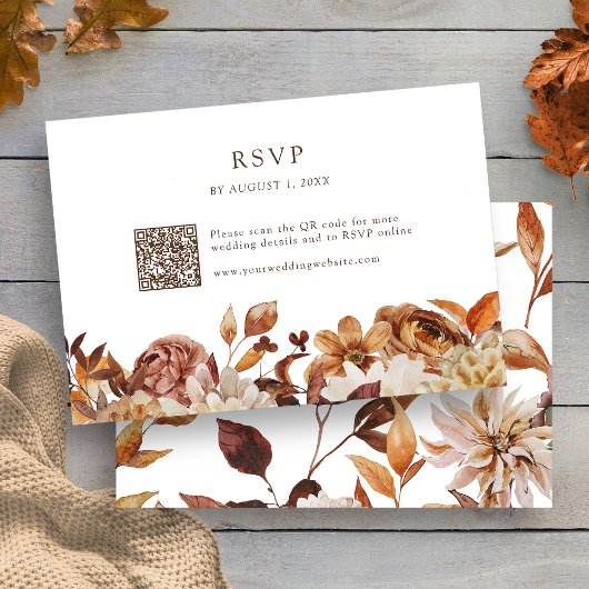 Fall Leaves Floral QR-code RSVP Kaartje