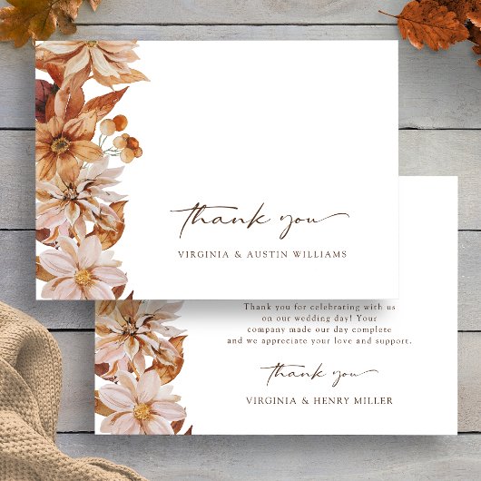 Fall Leaves Floral Wedding Bedankt Card