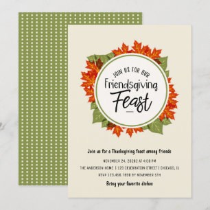 Fall Leaves Friendsgiving/Thanksgiving Feest Kaart