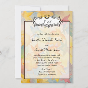 Fall Leaves Gay Wedding Invitation Kaart