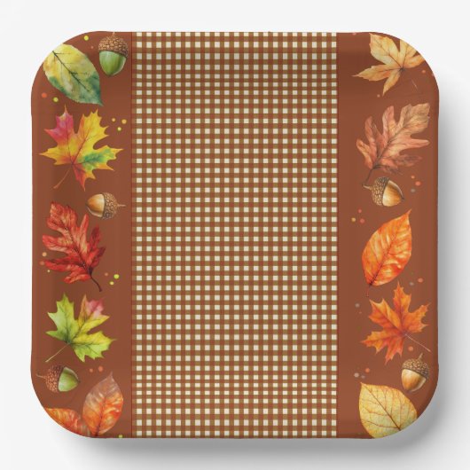 Fall Leaves & Gingham Paper Bord (Voorkant)