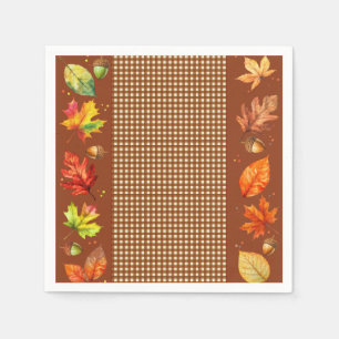 Fall Leaves & Gingham Servet