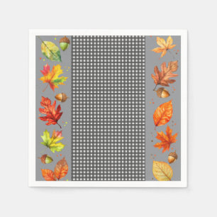 Fall Leaves & Gingham Servet