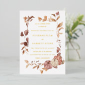 Fall Leaves Gold Foil Wedding Briefkaart (Staand Voorkant)