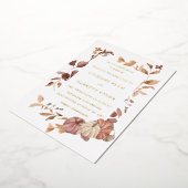 Fall Leaves Gold Foil Wedding Briefkaart (Gedraaid)