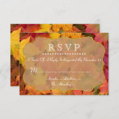 Fall Leaves Gold Foil Wedding RSVP (Voorkant / Achterkant)
