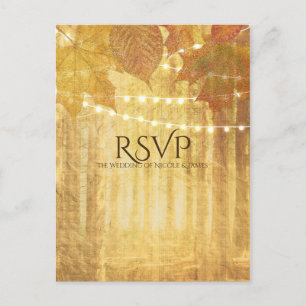 Fall Leaves Golden Autumn Rustic Bossen RSVP Uitnodiging Briefkaart