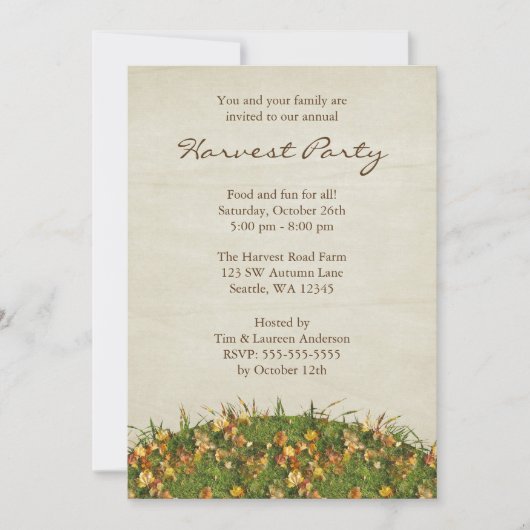 Fall Leaves Harvest Party Invitations Kaart (Voorkant)