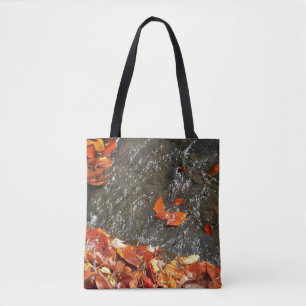 Fall Leaves in Waterfall I Autumn Photography Draagtas