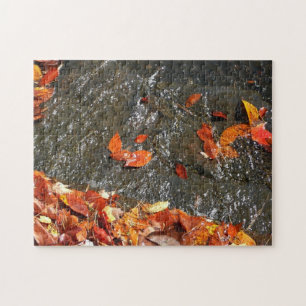 Fall Leaves in Waterfall I Autumn Photography Legpuzzel